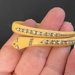 Yellow Snake Design Bracelet with Rhinestones